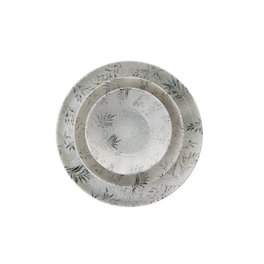 12-osainen astiasto, harmaa/posliini