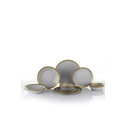 16-osainen posliininen ruokasarja, harmaa/kultainen