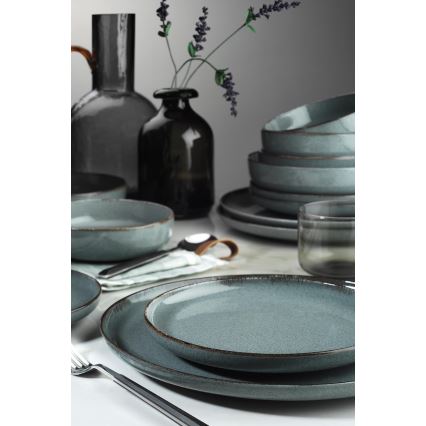 16-osainen ruokailusarja, harmaa/posliini