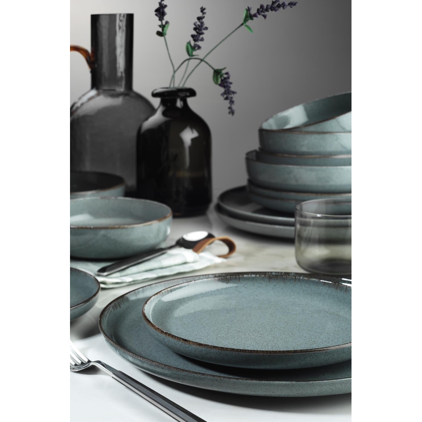 16-osainen ruokailusarja, harmaa/posliini