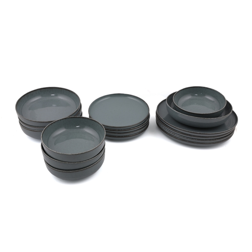 16-osainen ruokailusarja, harmaa/posliini