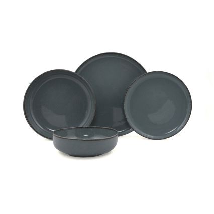 16-osainen ruokailusarja, harmaa/posliini