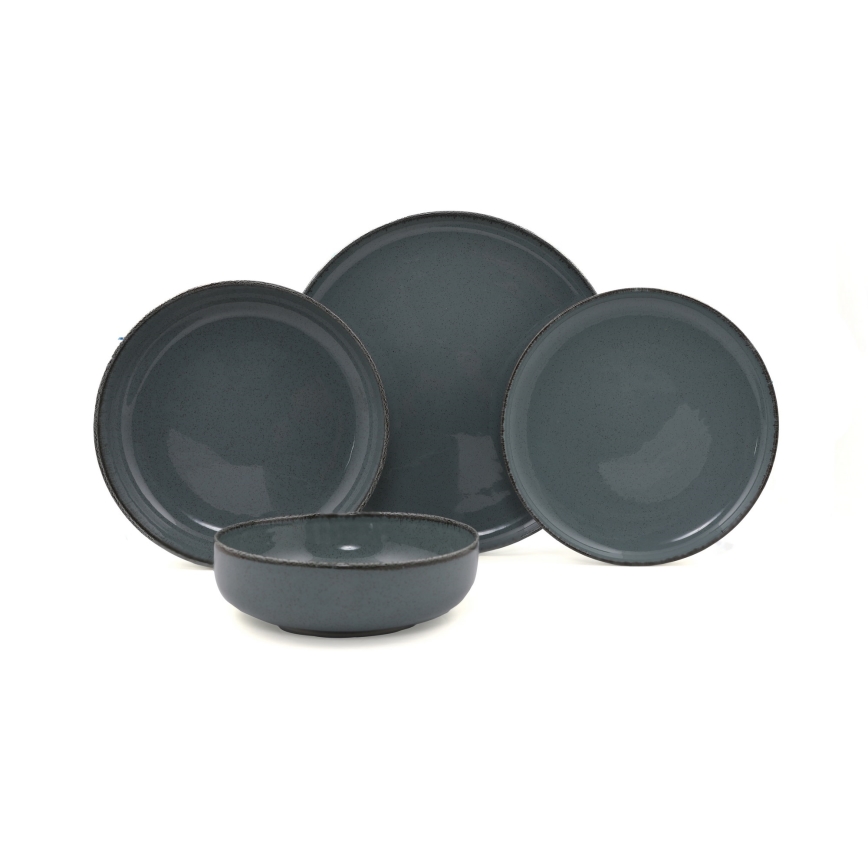 16-osainen ruokailusarja, harmaa/posliini