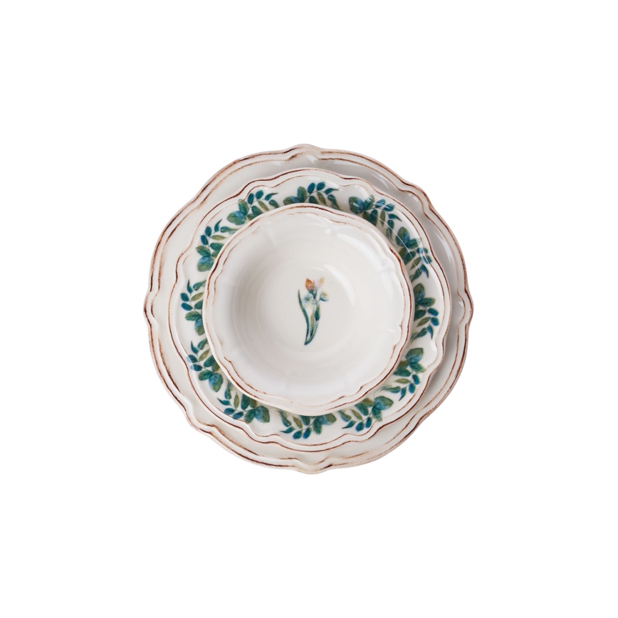 18-osainen monivärinen/posliininen ruokailusarja