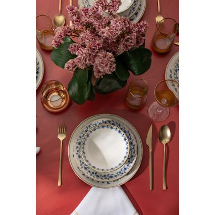 18-osainen posliiniastiasto, valkoinen/sininen