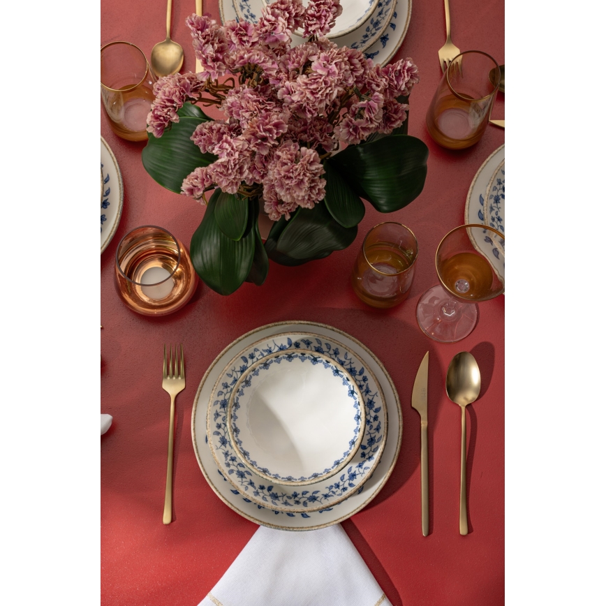 18-osainen posliiniastiasto, valkoinen/sininen