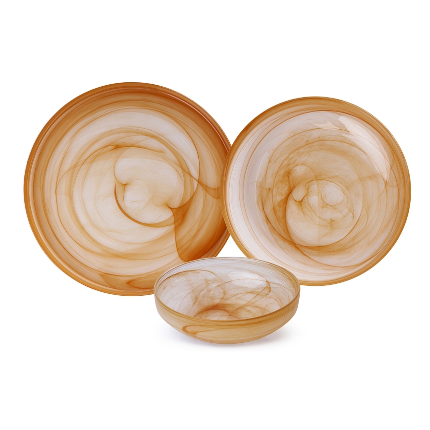 18-osainen ruokailusetti, oranssi/lasia