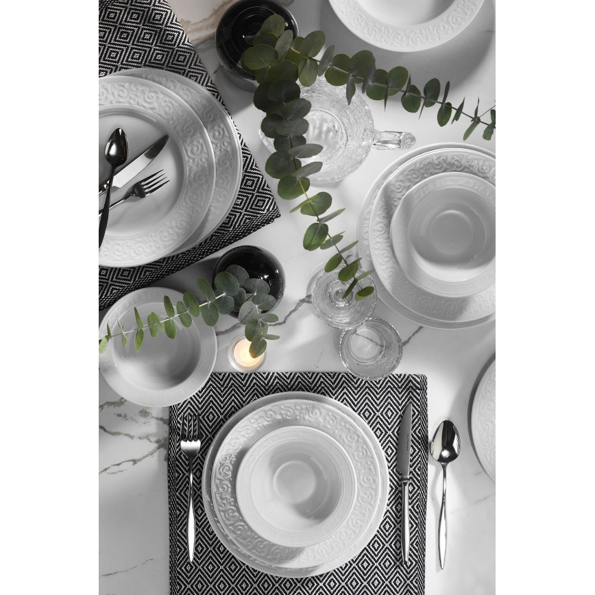 18-osainen ruokailusetti, valkoinen/posliini