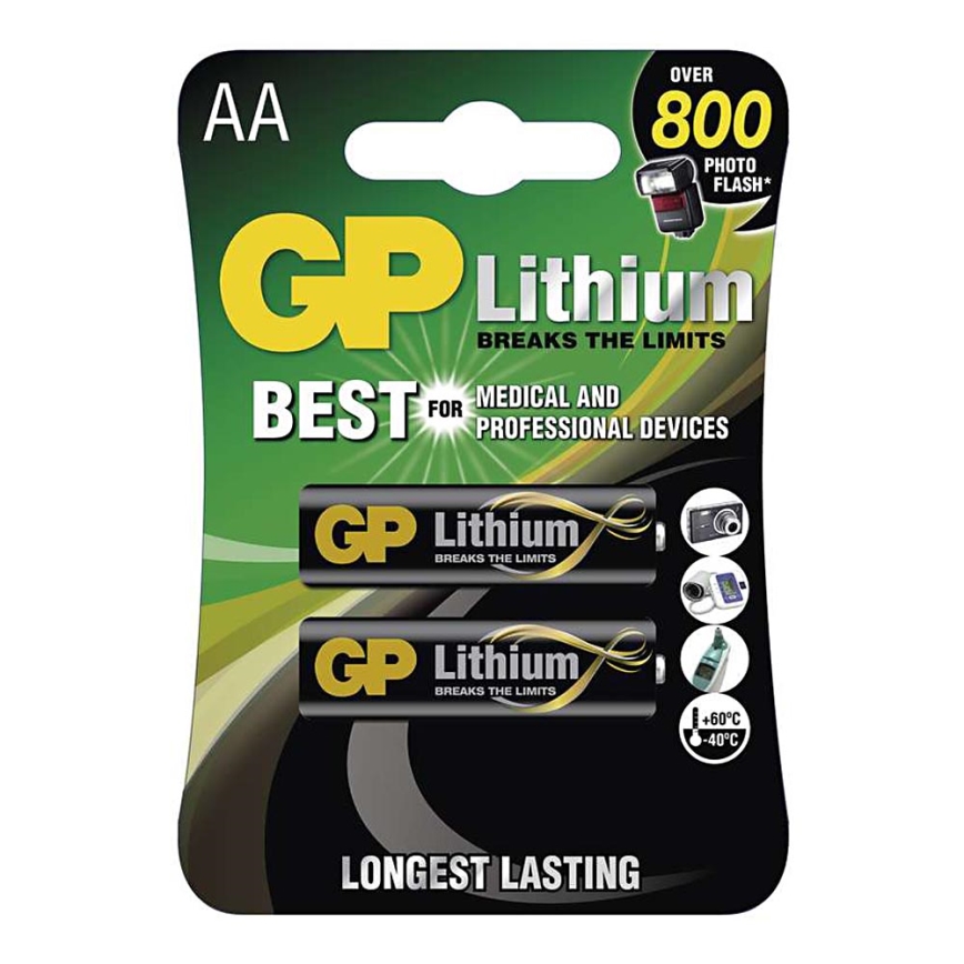 2 kpl Litiumkenno AA GP LITHIUM 1,5V