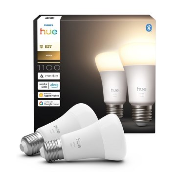 2 kpl Philips Hue WHITE himmennettävää LED-lamppua, E27, 9,5 W, 230 V, 2700 K