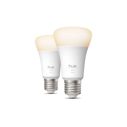 2 kpl Philips Hue WHITE himmennettävää LED-lamppua, E27, 9,5 W, 230 V, 2700 K