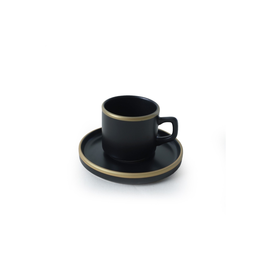 20-osainen keraaminen ruokailusetti, musta/kultainen