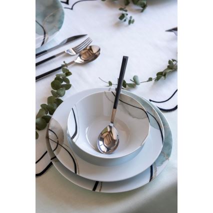 24-osainen astiasto, harmaa/vihreä, posliini