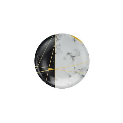 24-osainen astiasto musta/valkoinen/kultainen/posliini