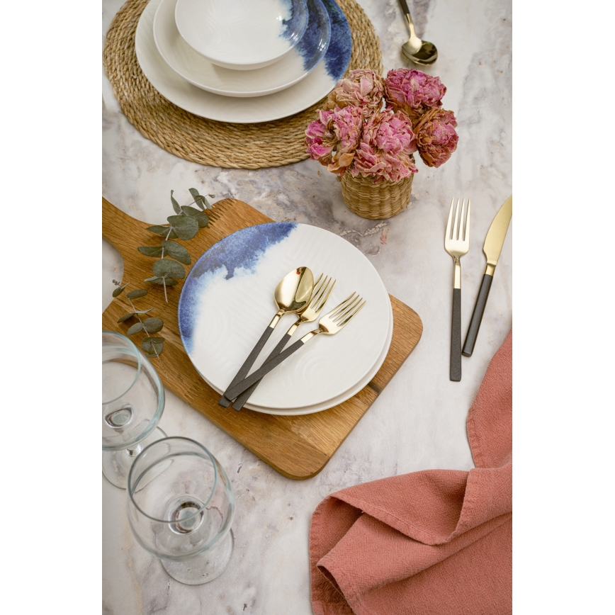 24-osainen astiasto valkoinen/sininen/posliini