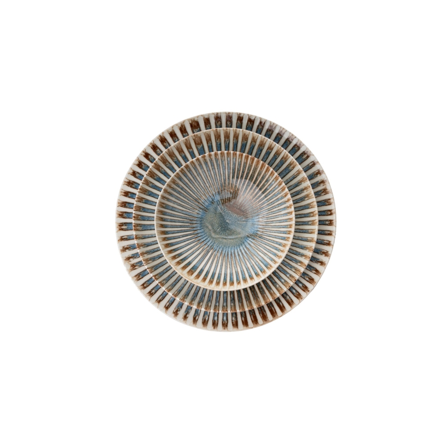 24-osainen monivärinen posliininen ruokailusarja