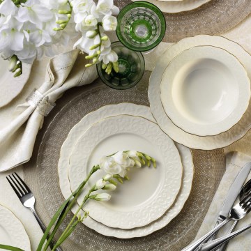 24-osainen posliiniastiasarja, valkoinen/kultainen