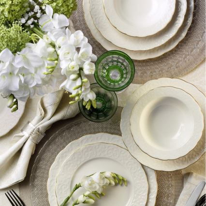 24-osainen posliiniastiasarja, valkoinen/kultainen