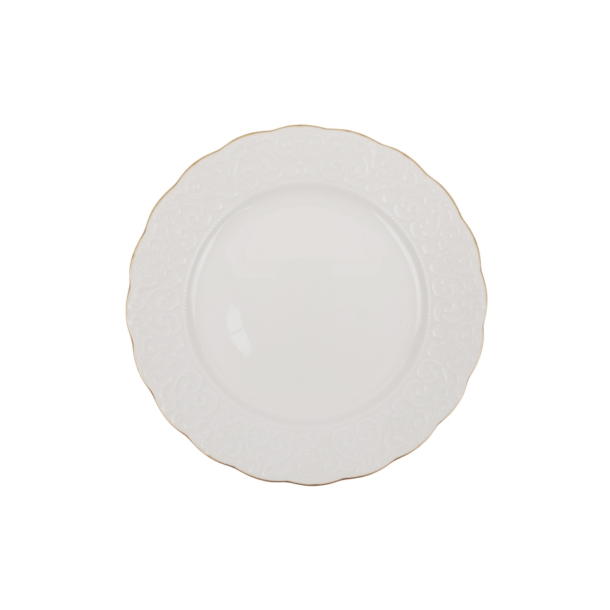 24-osainen posliiniastiasarja, valkoinen/kultainen