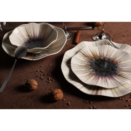 24-osainen posliininen ruokailusarja, ruskea