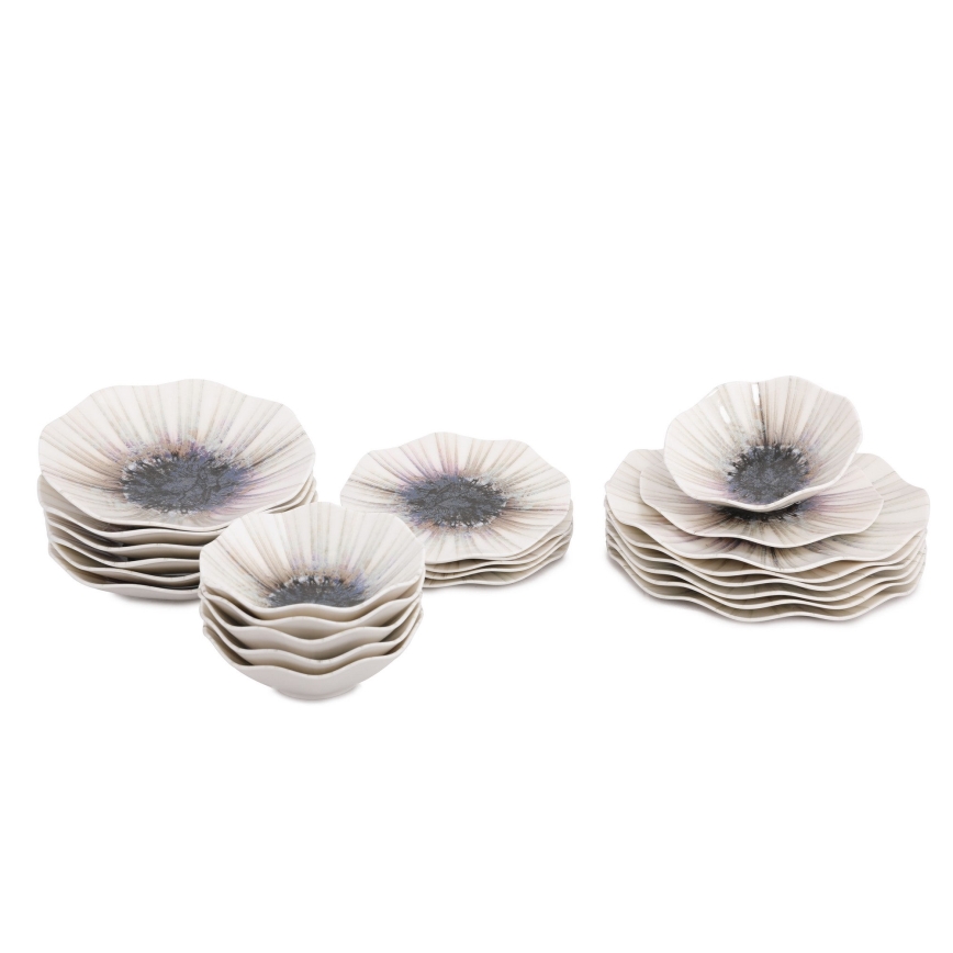 24-osainen posliininen ruokailusarja, ruskea