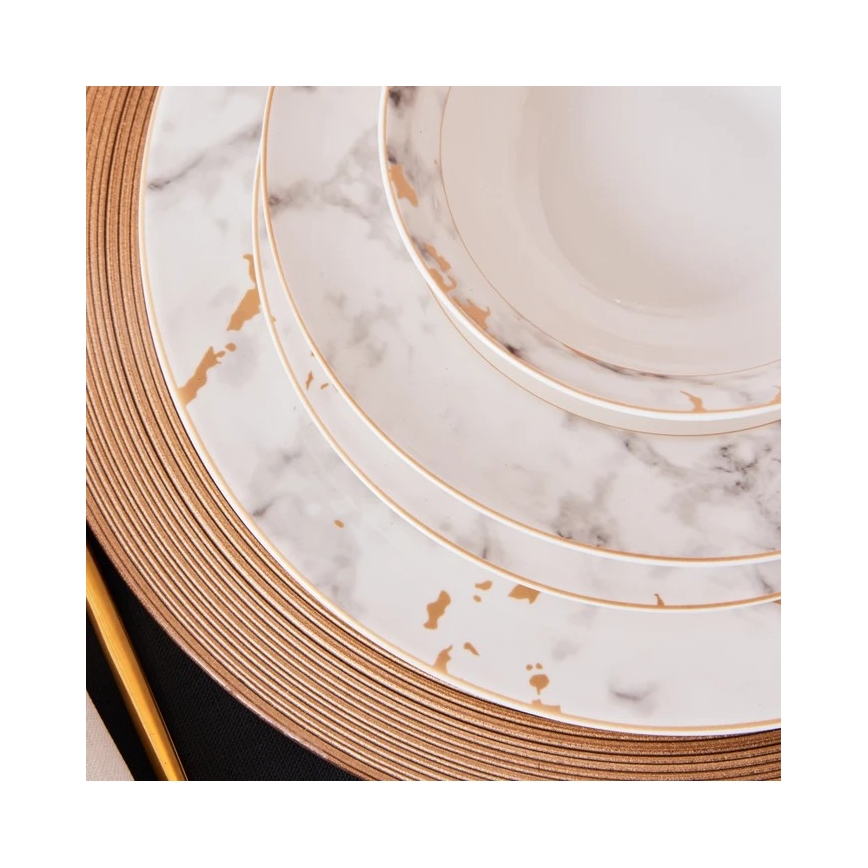 24-osainen posliininen ruokailusarja, valkoinen/harmaa