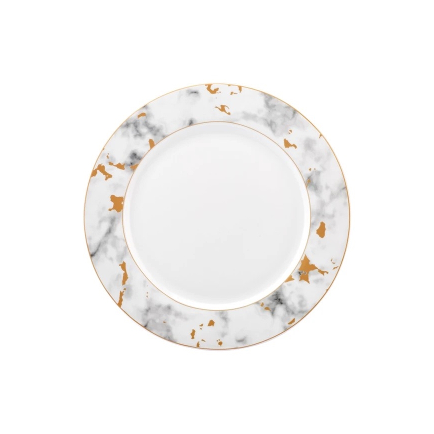 24-osainen posliininen ruokailusarja, valkoinen/harmaa