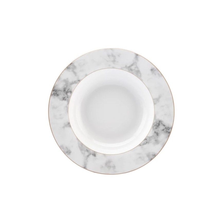 24-osainen posliininen ruokailusarja, valkoinen/harmaa