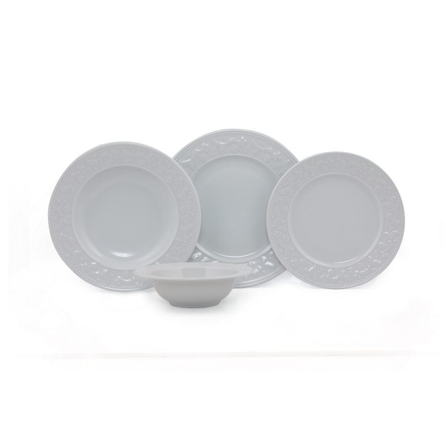 24-osainen posliininen ruokailusarja, valkoinen