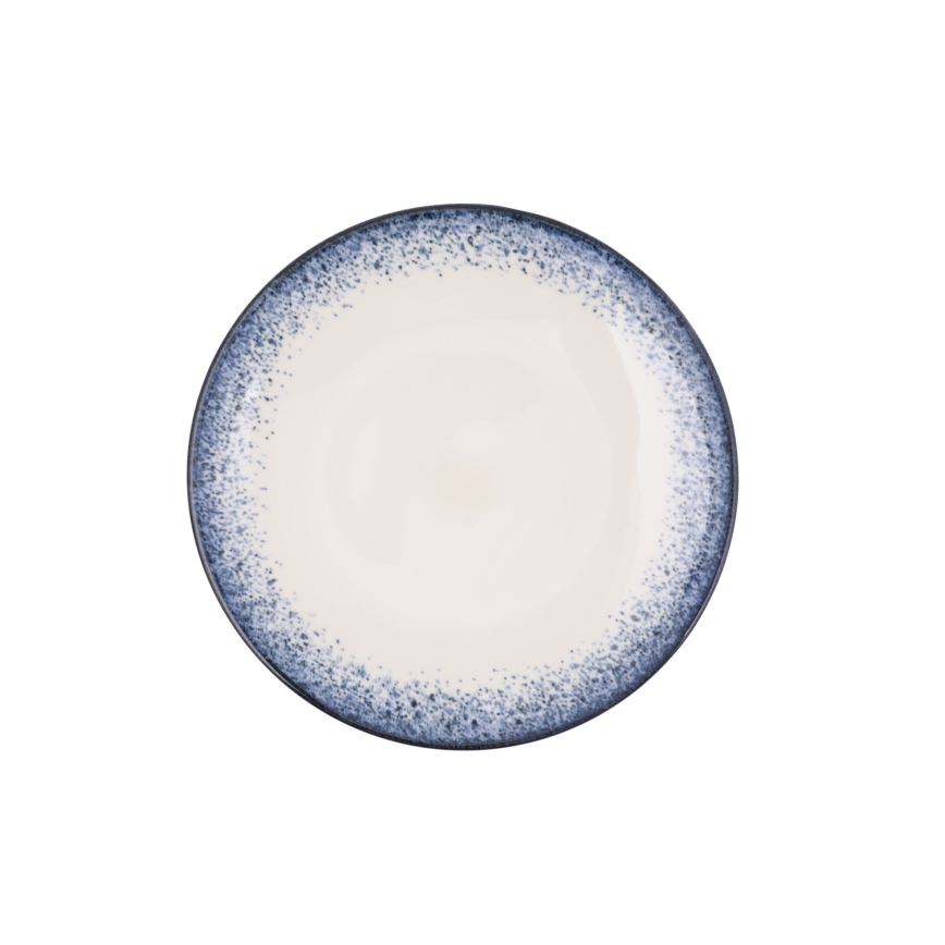 24-osainen posliininen ruokailusarja, valkoinen/sininen