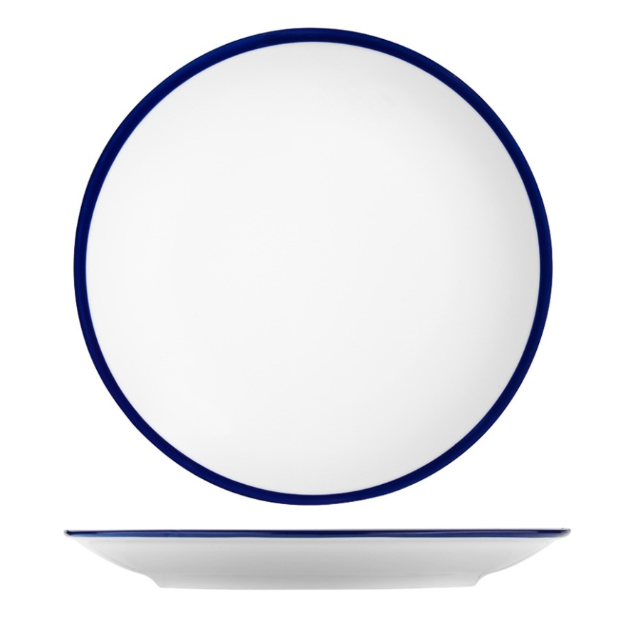 24-osainen posliininen ruokailusarja, valkoinen/sininen