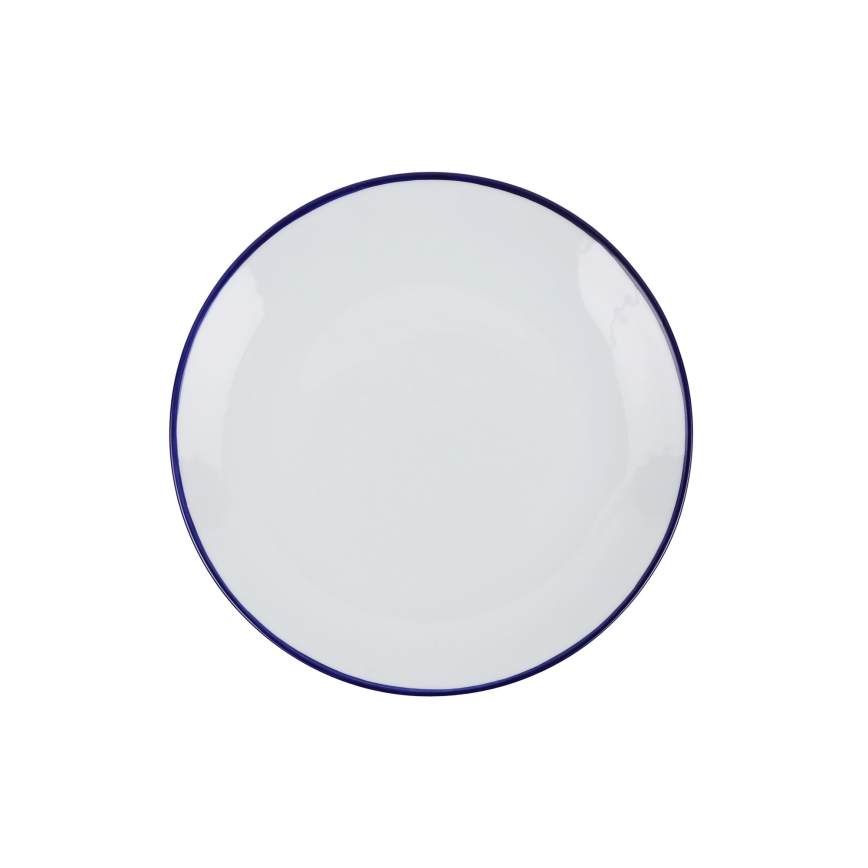 24-osainen posliininen ruokailusarja, valkoinen/sininen