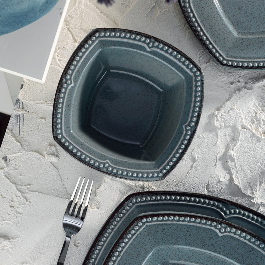 24-osainen posliininen ruokailusetti, sininen