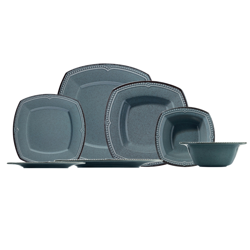 24-osainen posliininen ruokailusetti, sininen