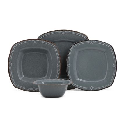 24-osainen posliininen ruokailusetti, sininen