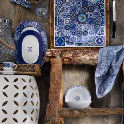 24-osainen ruokailusarja sininen/posliini