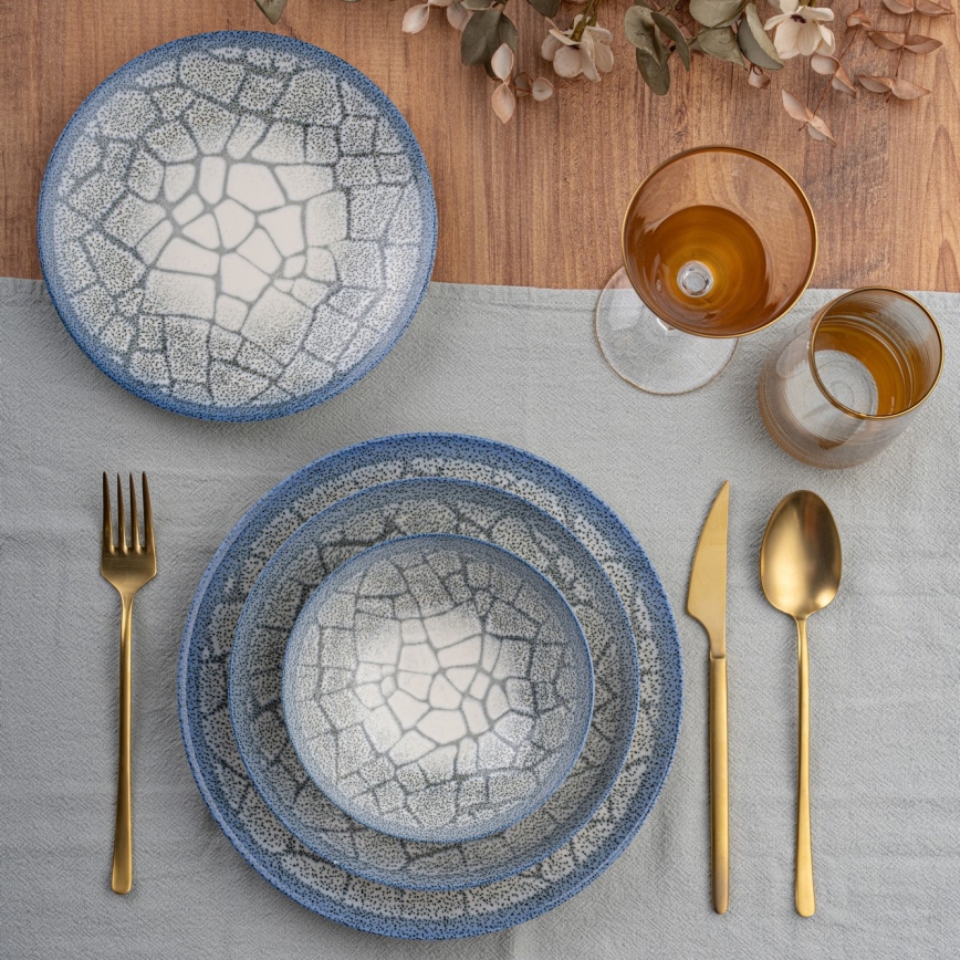 24-osainen ruokailusarja, sininen/posliini