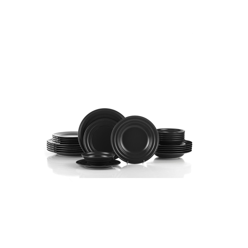 24-osainen ruokailusetti musta/posliini