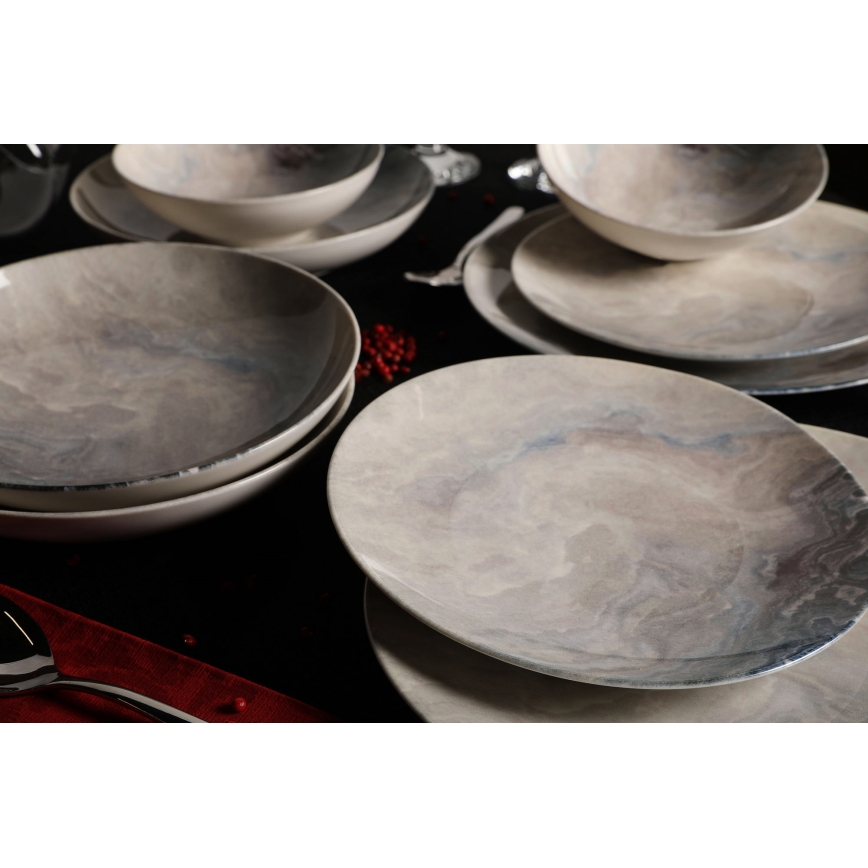 24-osainen ruokailusetti ruskea/posliini