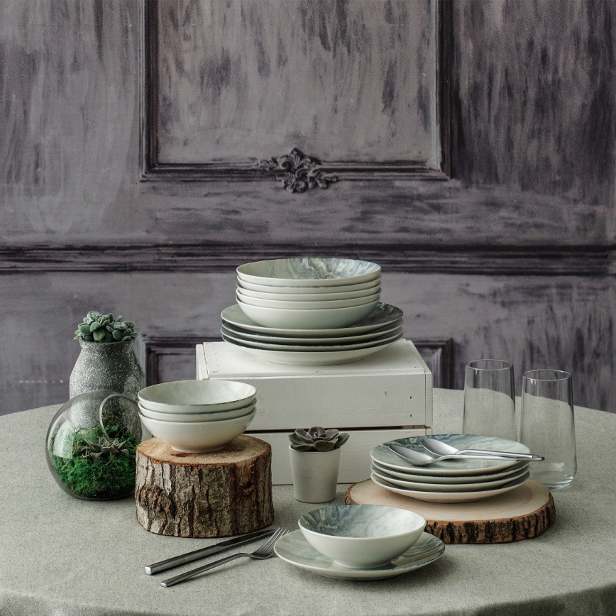 24-osainen ruokailusetti ruskea/posliini