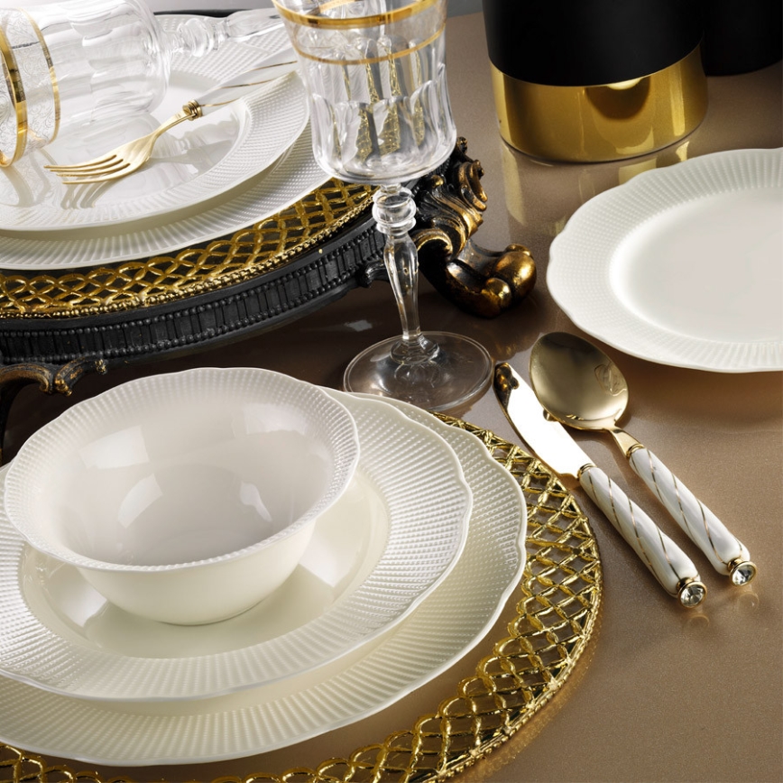 24-osainen ruokailusetti, valkoinen/posliini