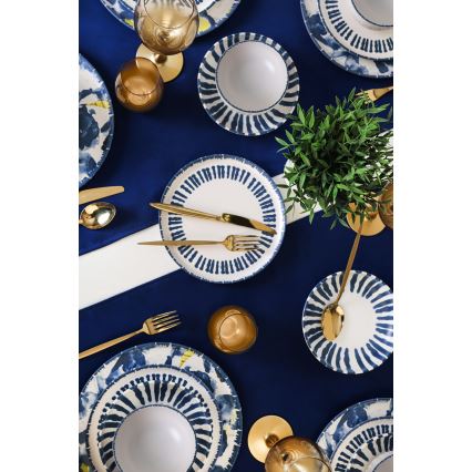 24-osainen ruokailusetti valkoinen/sininen/keraaminen