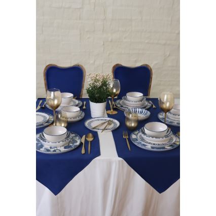 24-osainen ruokailusetti valkoinen/sininen/keraaminen