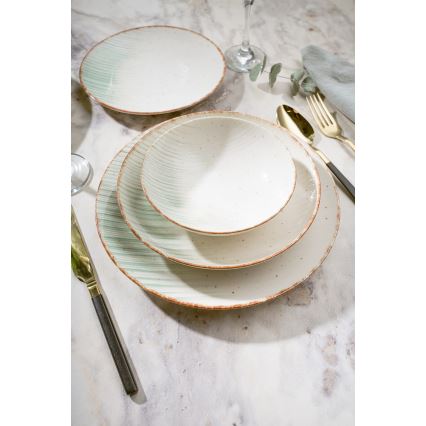 24-osainen ruokailusetti valkoinen/vihreä/posliini