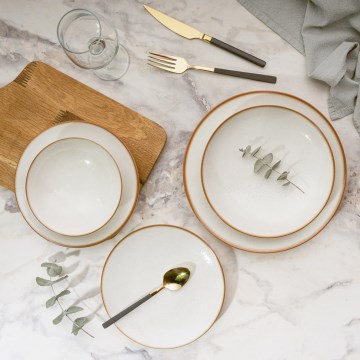 24-osainen ruokasarja, beige/posliini