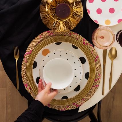 24-osainen värikäs posliininen astiasarja