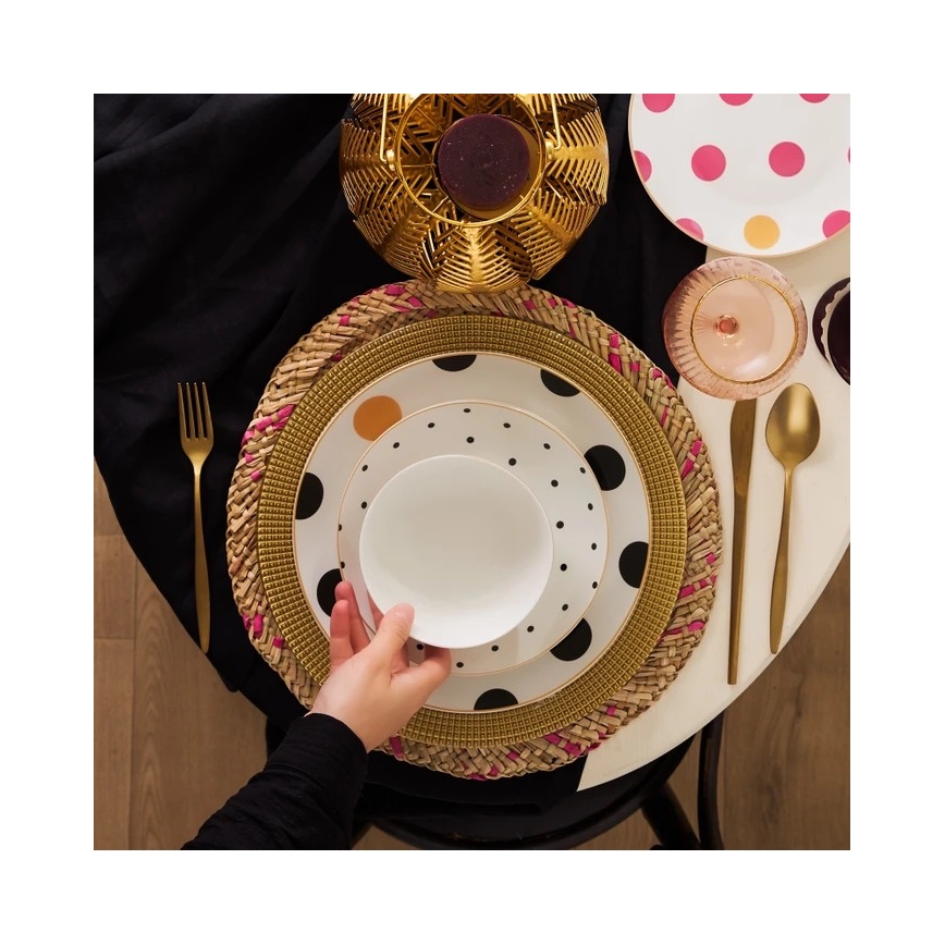 24-osainen värikäs posliininen astiasarja