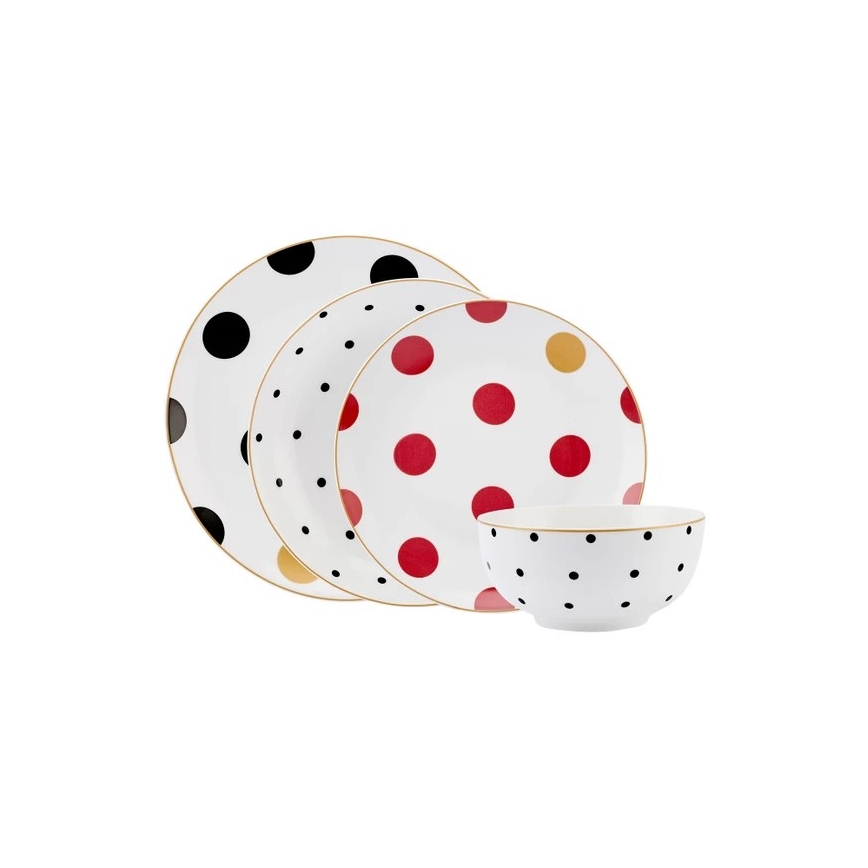 24-osainen värikäs posliininen astiasarja