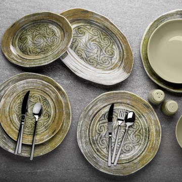 29-osainen ruokailusetti, vihreä/posliini