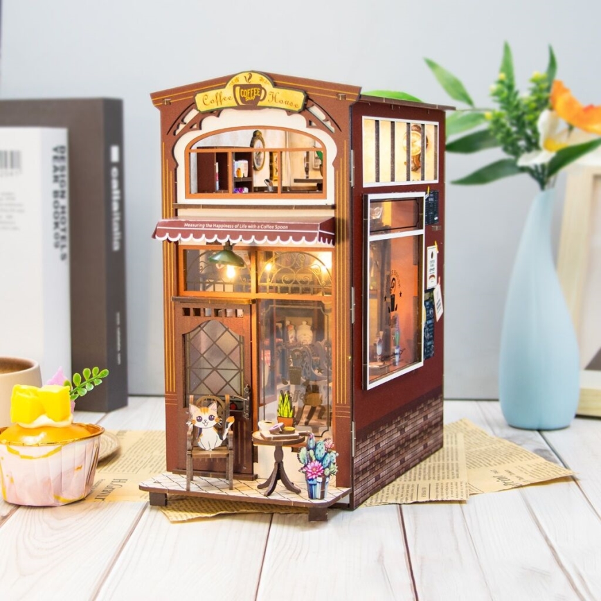 2Kids Toys - 3D-palapeli LED-kirjanpidike Kahvila 2xAAA